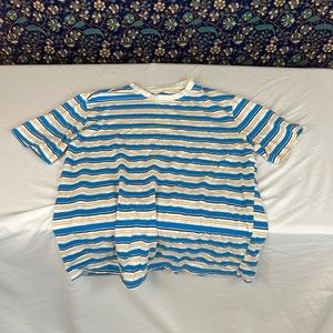 Yellow and blue striped shirt